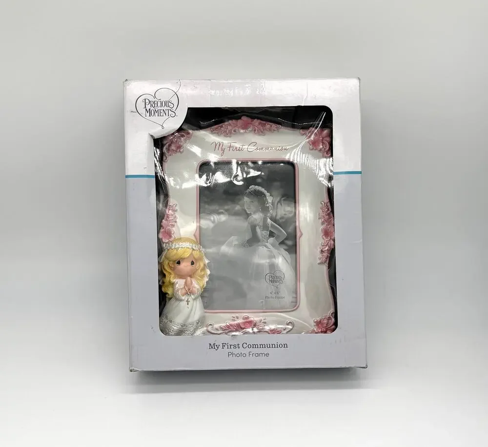 Precious Moments My First Communion 4x6 Photo Frame Girl NIB Pink Resin Gift